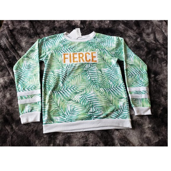 Tropical Print FIERCE graphic sweatshirt! NWT Sz M - Picture 5 of 7